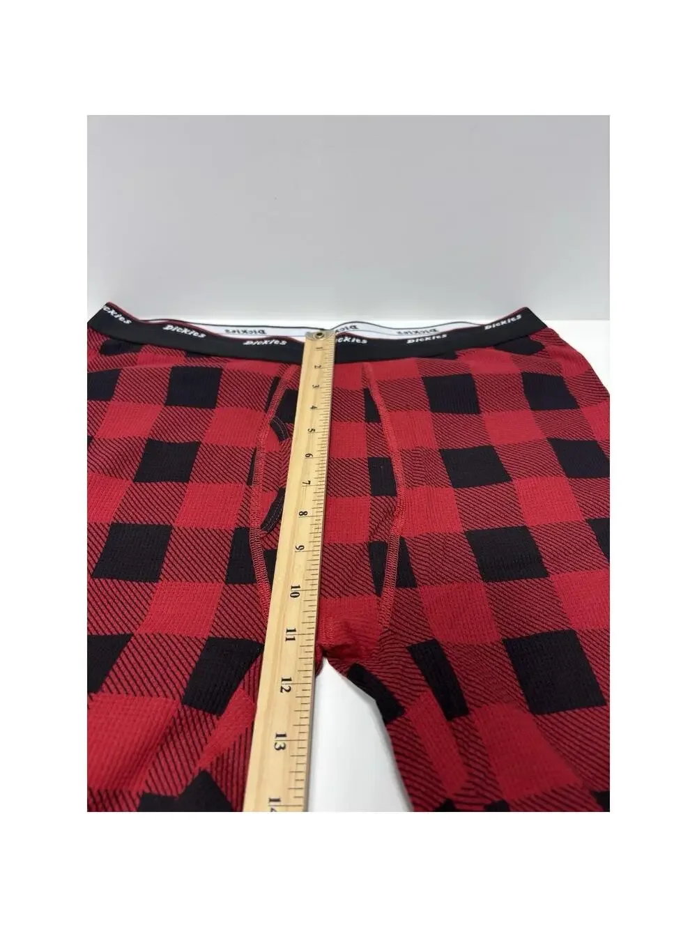 Mens Dickies Long Johns PJs Red & Black Plaid Pattern 41” Long Size Large, New!